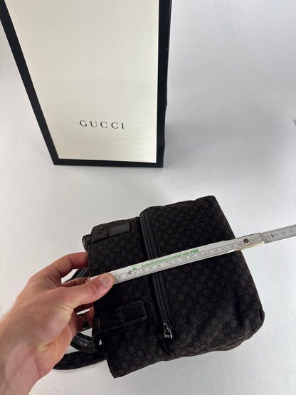 Vintage Gucci G Monogram Wool Leather Mini Tote Bag Brown