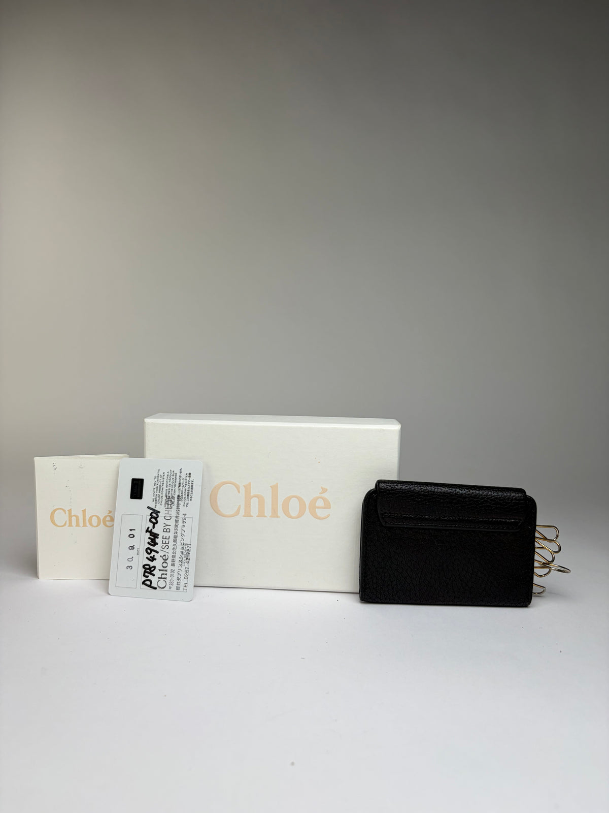 Vintage Chloé Padlock Leather Key Holder c. 2005 Black Gold
