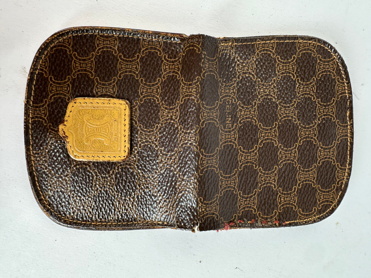 Vintage Celine Macadam Canvas Bifold Wallet Late 1980s Brown Tan