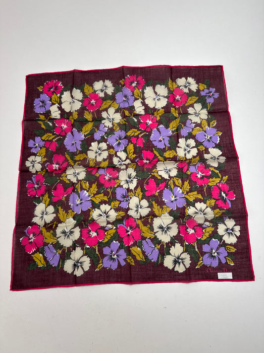 Vintage Dior Scarf floral purple red