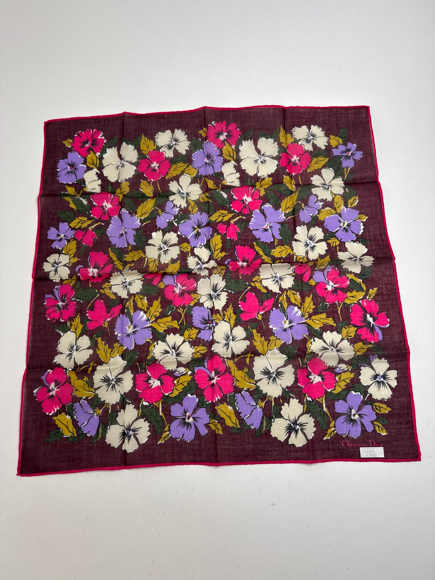 Vintage Dior Scarf floral purple red