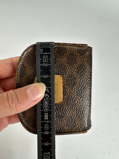 Vintage Celine Macadam Canvas Bifold Wallet Late 1980s Brown Tan