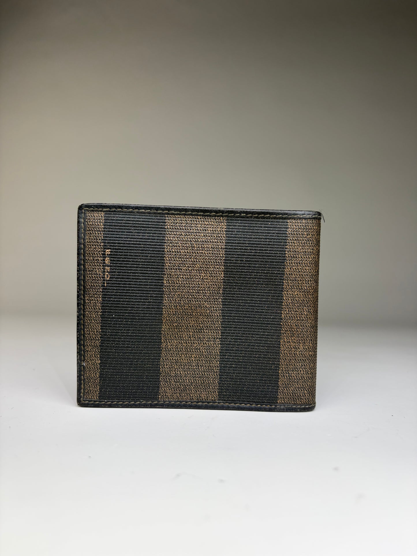Vintage Fendi Striped Canvas Bifold Wallet Black Brown
