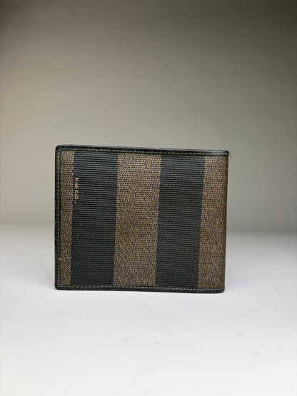 Vintage Fendi Striped Canvas Bifold Wallet Black Brown