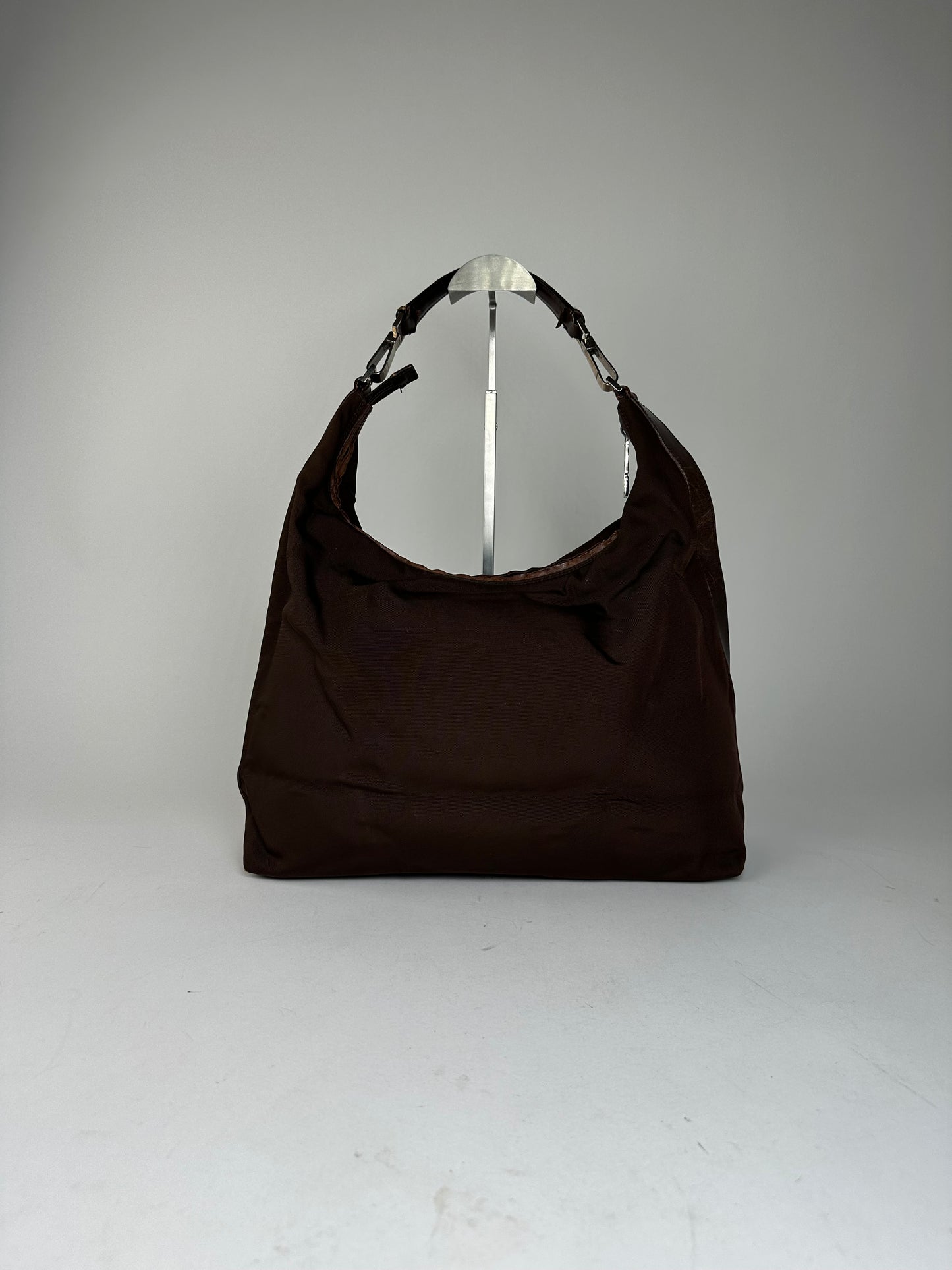 Vintage Gucci Fabric Shoulder Bag Brown
