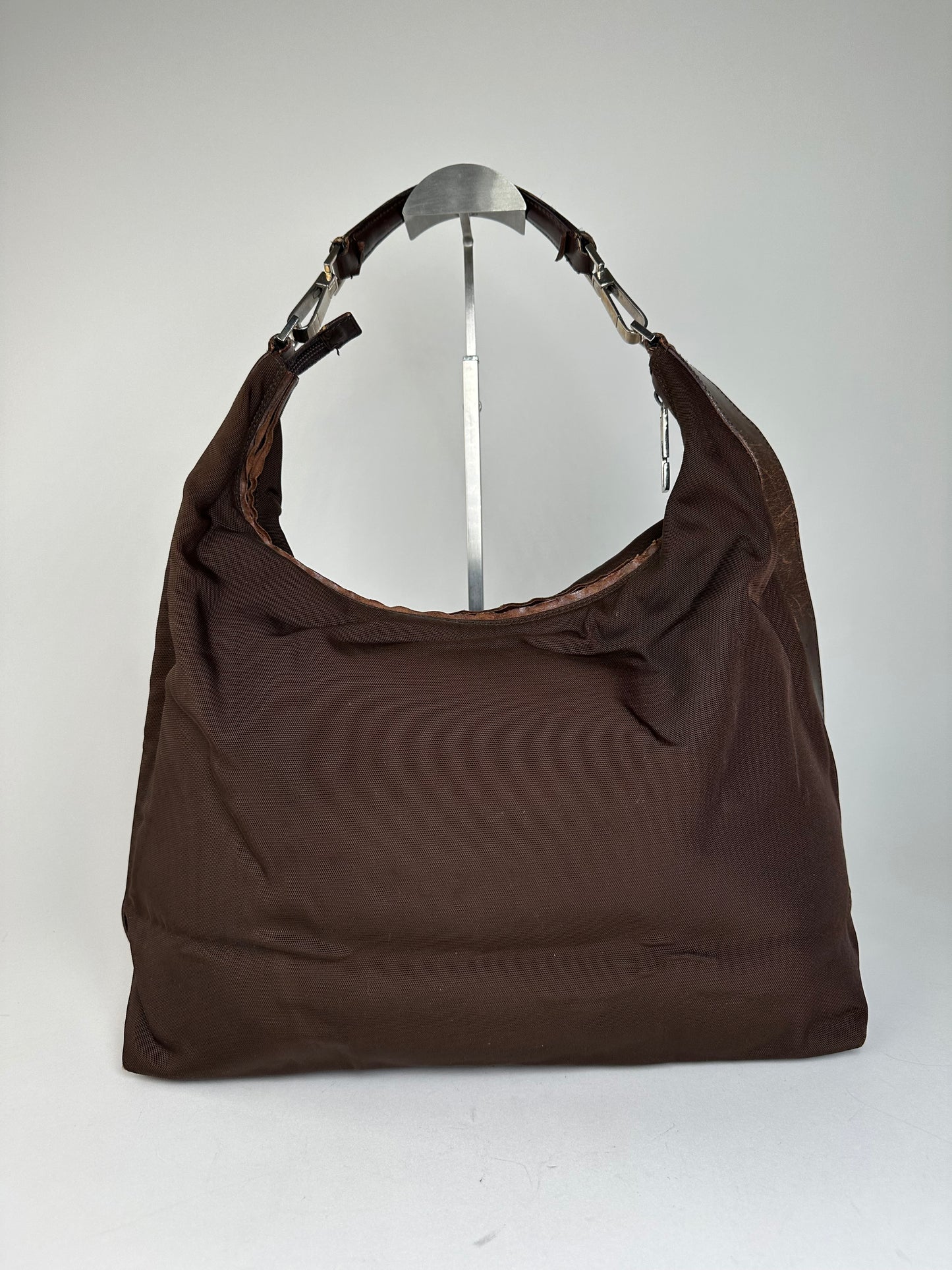 Vintage Gucci Fabric Shoulder Bag Brown