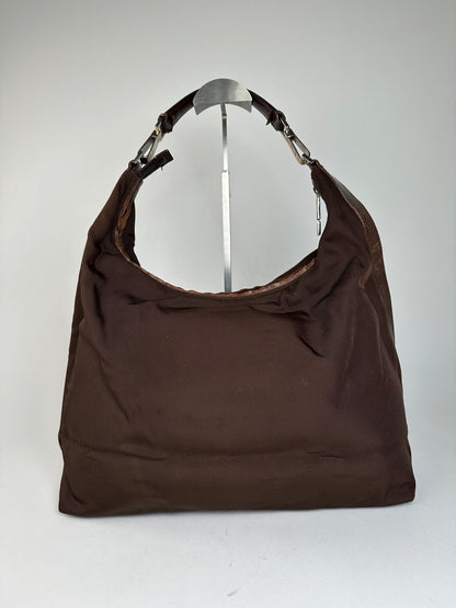 Vintage Gucci Fabric Shoulder Bag Brown