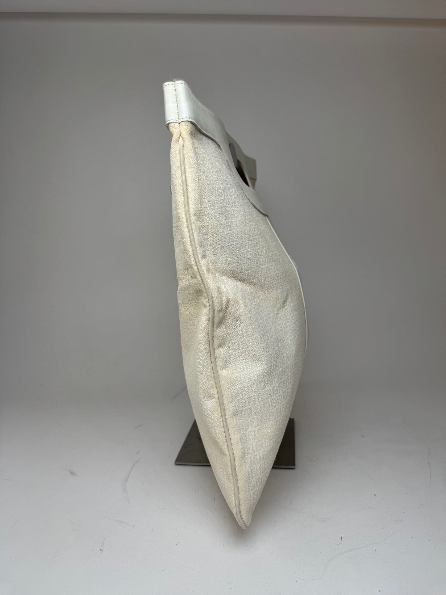 Vintage Fendi FF Monogram Leather canvas Tote Bag white