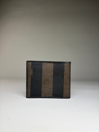 Vintage Fendi Striped Canvas Bifold Wallet Black Brown
