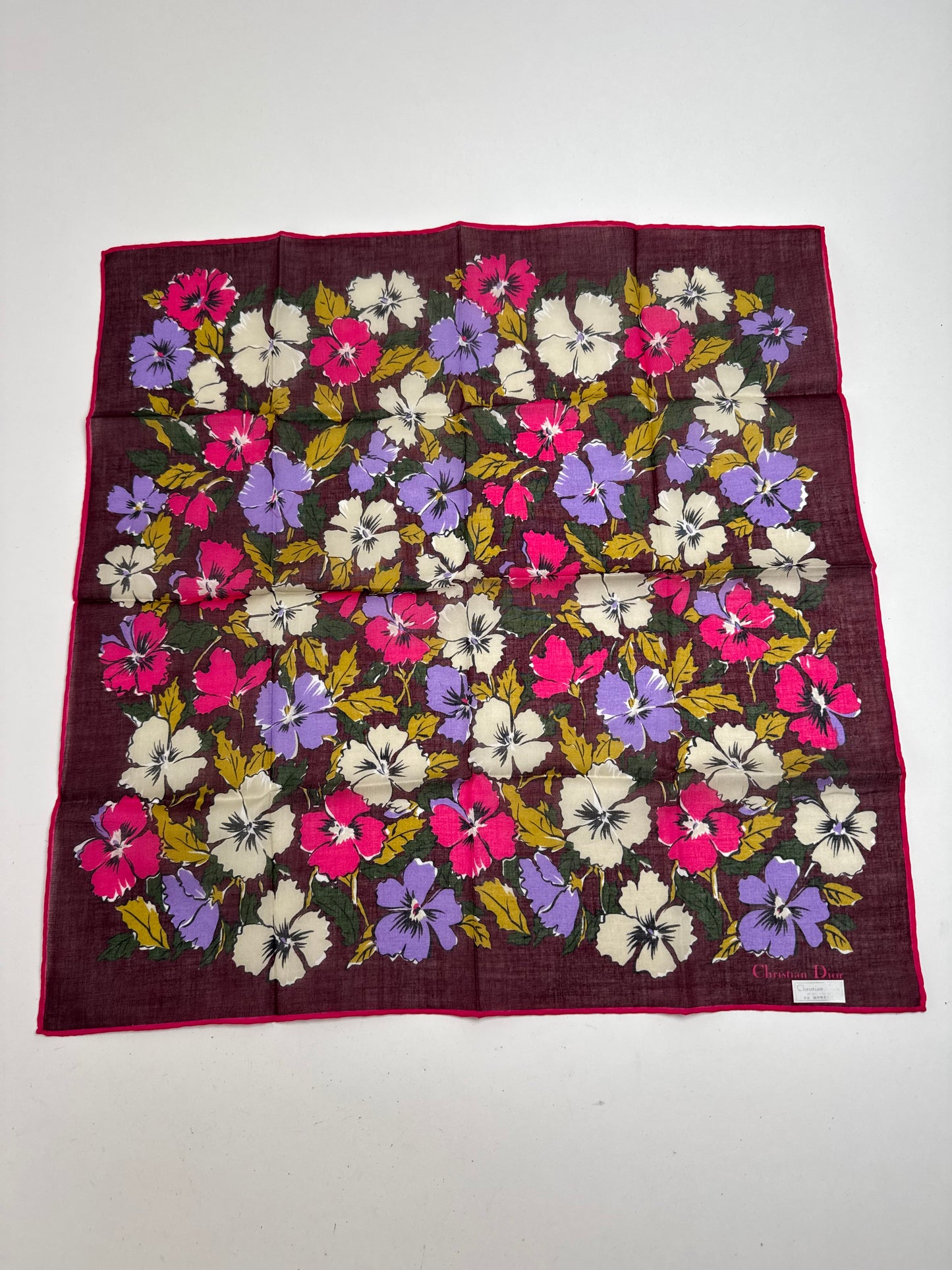 Vintage Dior Scarf floral purple red