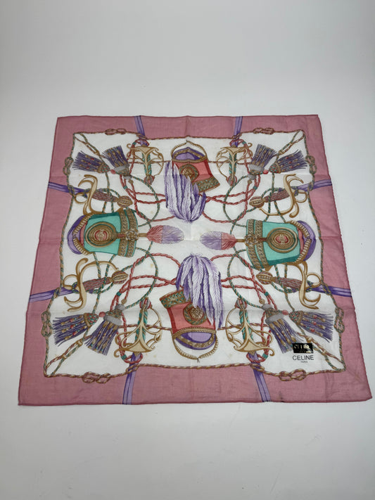 Vintage Celine Scarf Gray White pink