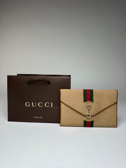 Vintage Gucci Horsebit Clutch Beige