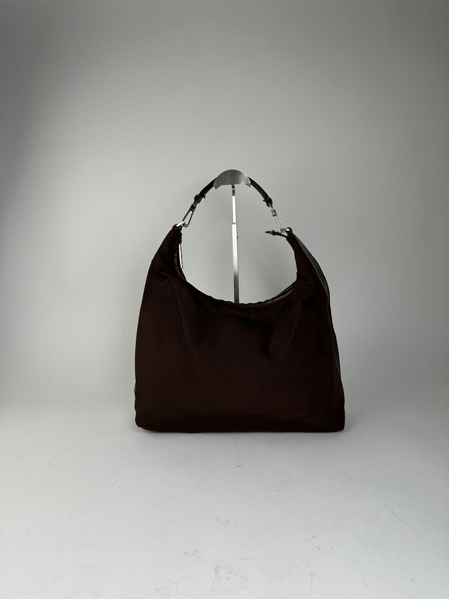 Vintage Gucci Fabric Shoulder Bag Brown