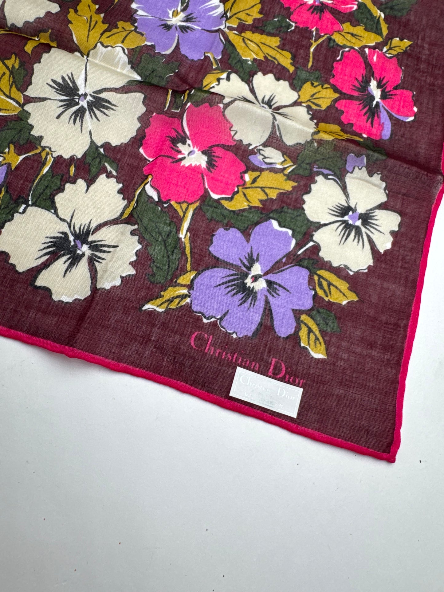 Vintage Dior Scarf floral purple red