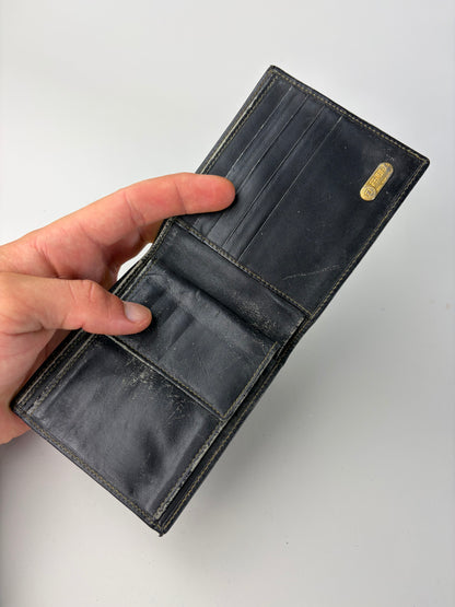 Vintage Fendi Striped Canvas Bifold Wallet Black Brown