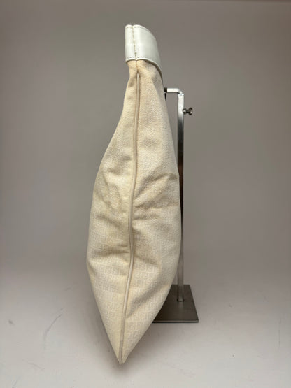 Vintage Fendi FF Monogram Leather canvas Tote Bag white