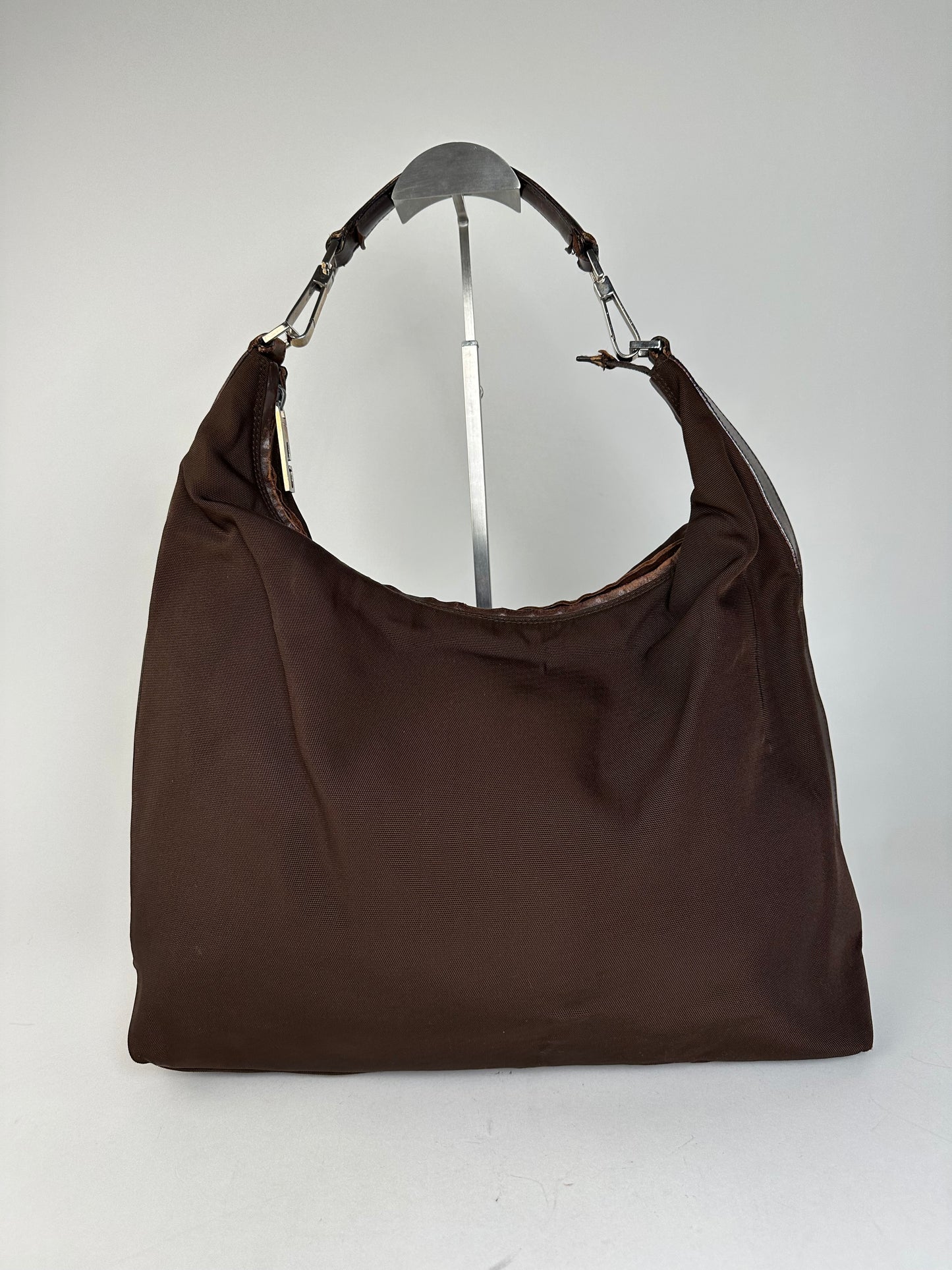 Vintage Gucci Fabric Shoulder Bag Brown