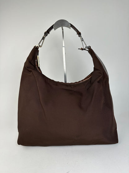 Vintage Gucci Fabric Shoulder Bag Brown