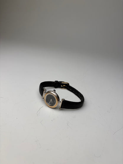 Vintage Fendi Leather Strap Stainless Steel Watch Black Silver