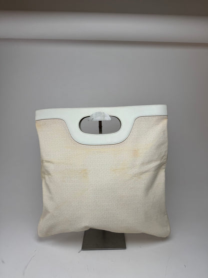 Vintage Fendi FF Monogram Leather canvas Tote Bag white