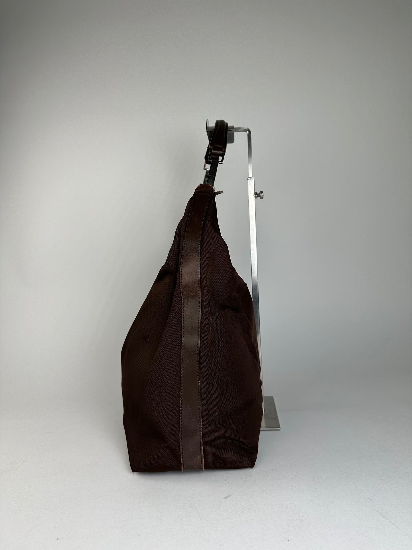 Vintage Gucci Fabric Shoulder Bag Brown