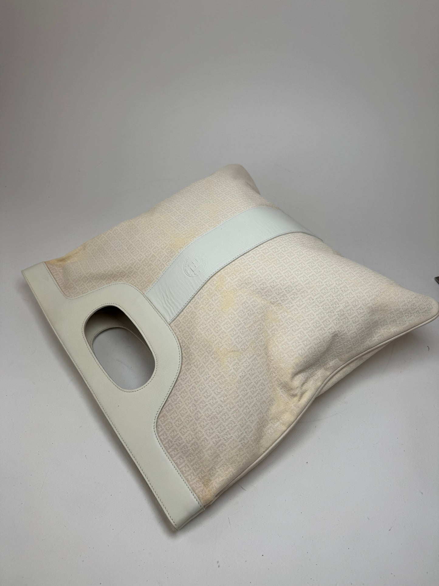 Vintage Fendi FF Monogram Leather canvas Tote Bag white