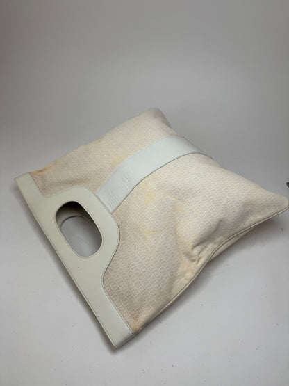 Vintage Fendi FF Monogram Leather canvas Tote Bag white