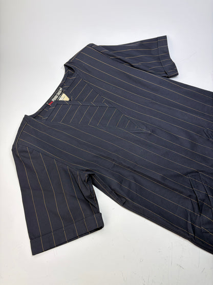 Vintage Fendi Striped Cotton Dress Black Brown M