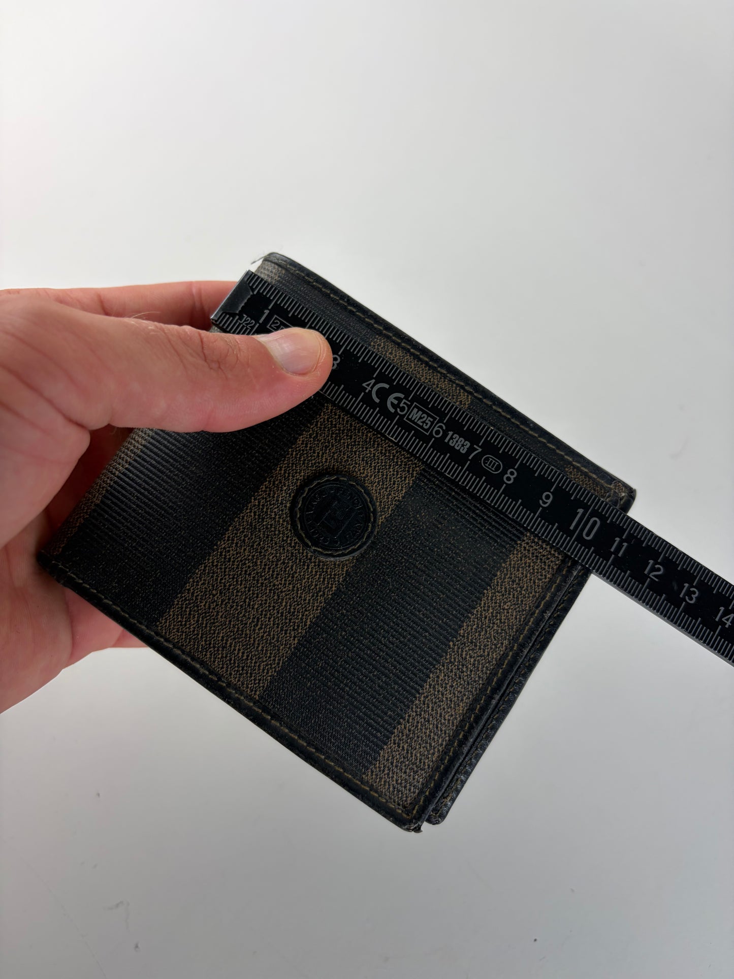 Vintage Fendi Striped Canvas Bifold Wallet Black Brown