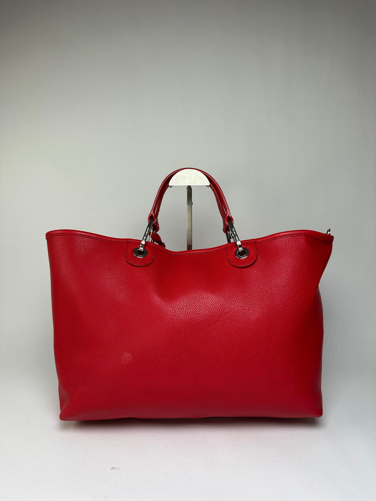 Vintage Emporio Armani Textured Leather Tote c. Mid-2010s Red