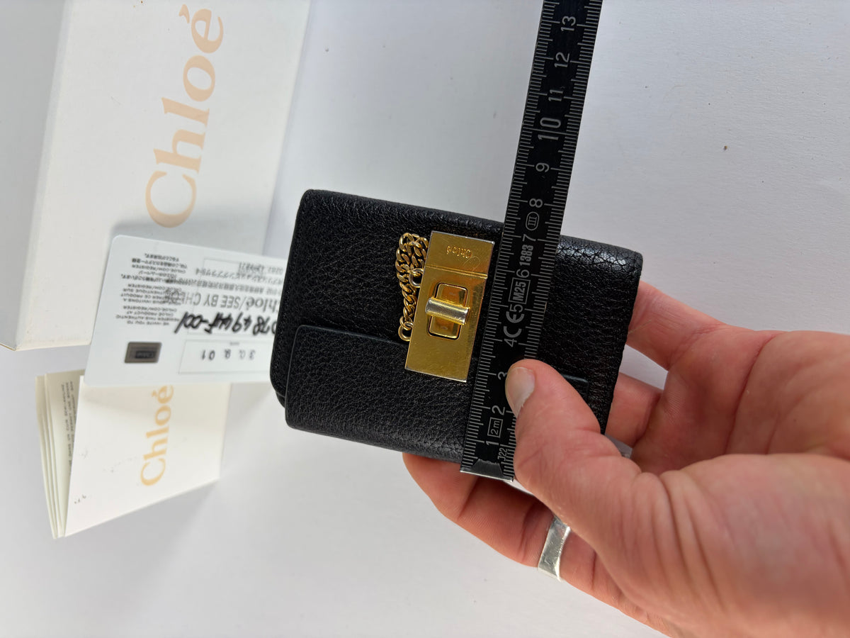 Vintage Chloé Padlock Leather Key Holder c. 2005 Black Gold