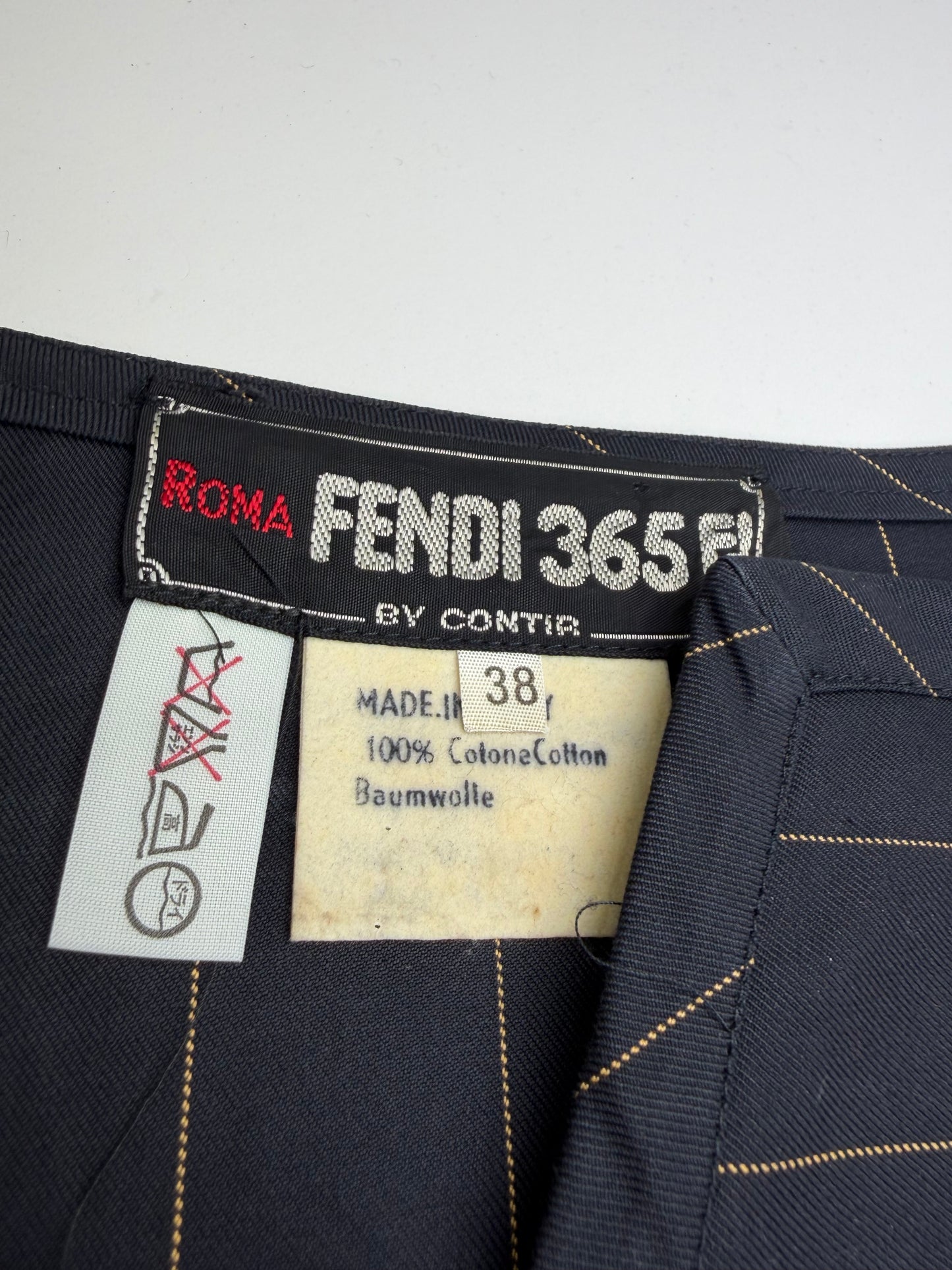 Vintage Fendi Striped Cotton Dress Black Brown M