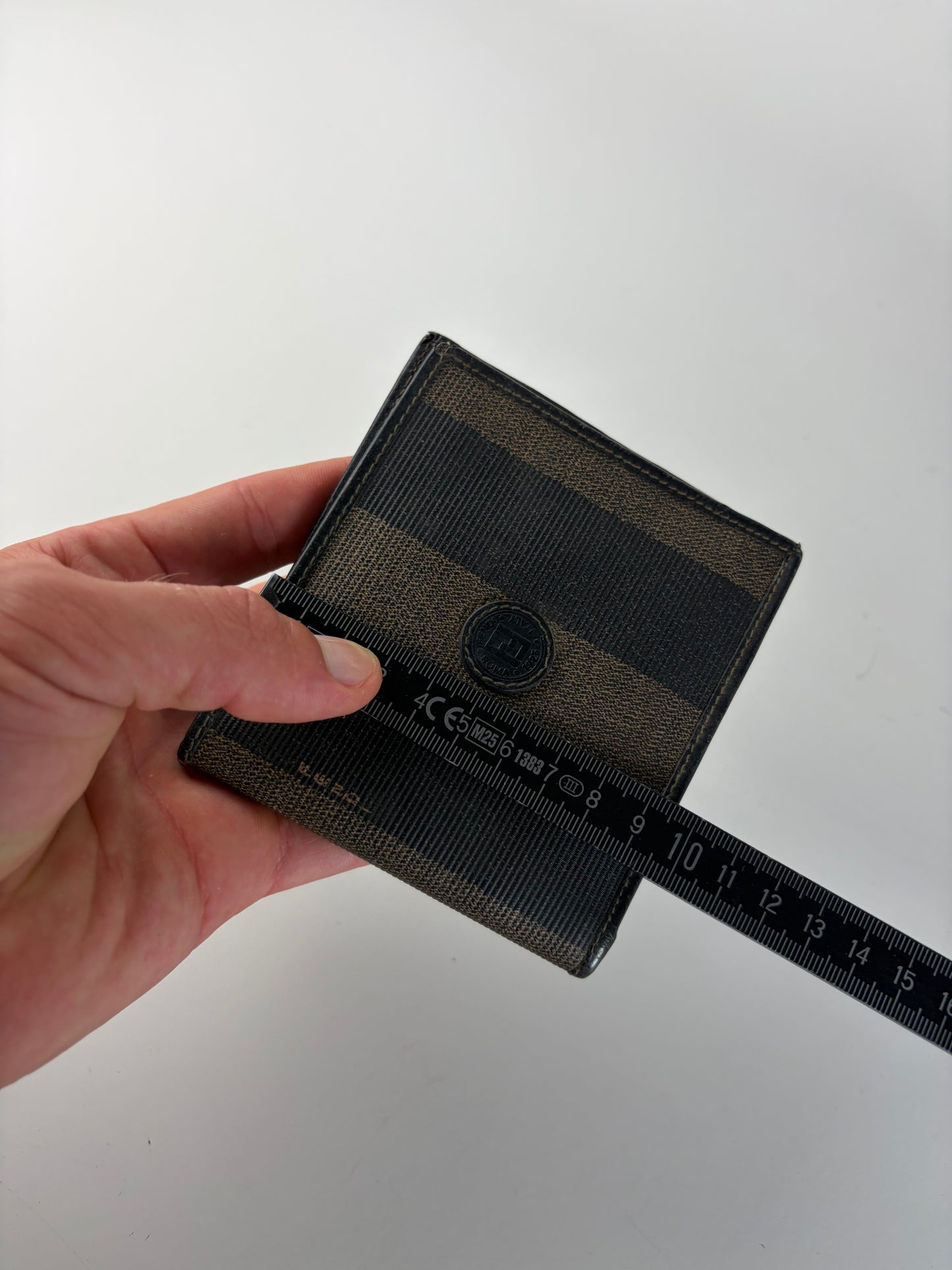 Vintage Fendi Striped Canvas Bifold Wallet Black Brown