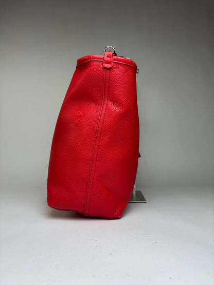 Vintage Emporio Armani Textured Leather Tote c. Mid-2010s Red