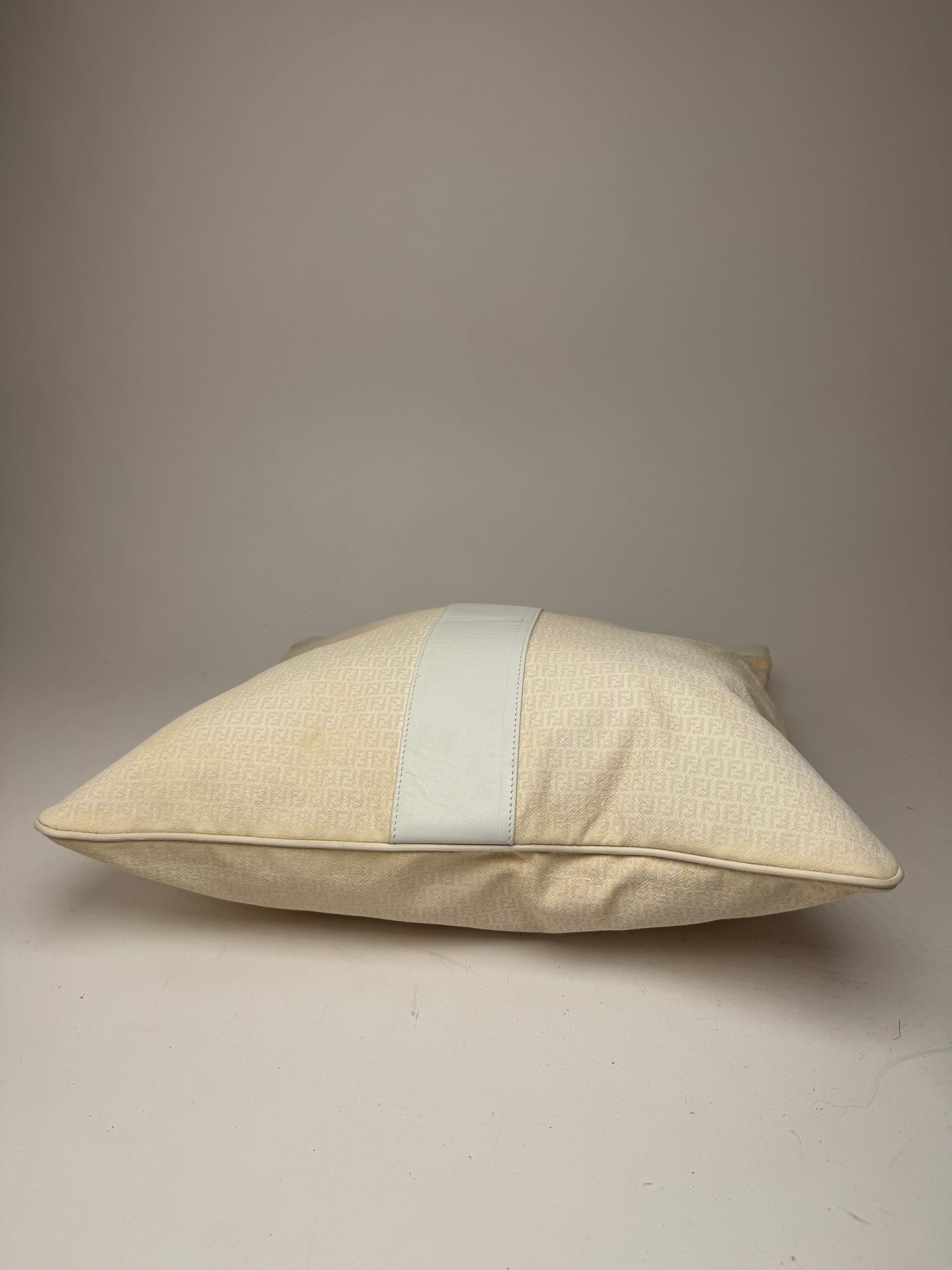 Vintage Fendi FF Monogram Leather canvas Tote Bag white