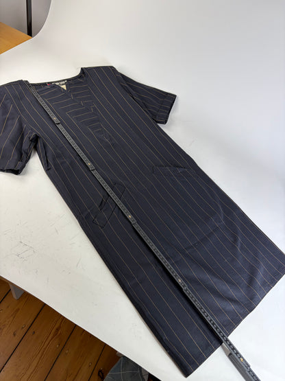 Vintage Fendi Striped Cotton Dress Black Brown M