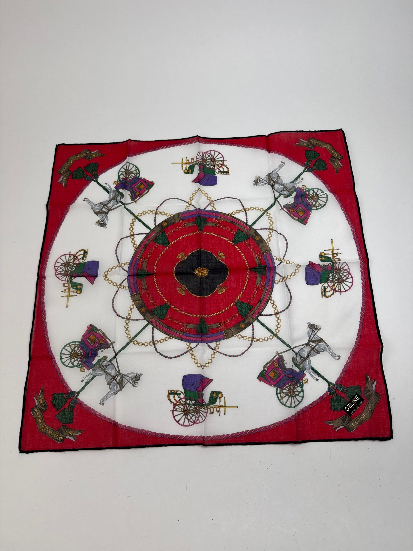 Vintage Celine Scarf red black white