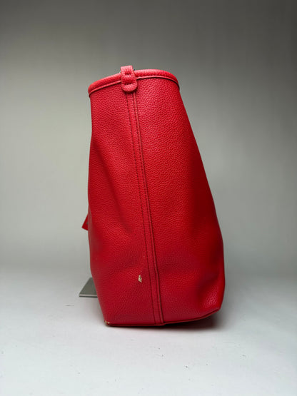 Vintage Emporio Armani Textured Leather Tote c. Mid-2010s Red