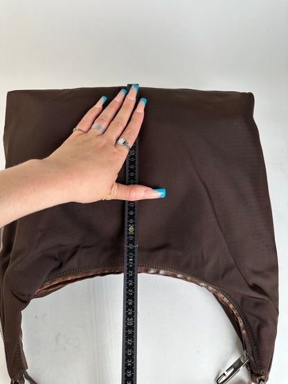 Vintage Gucci Fabric Shoulder Bag Brown