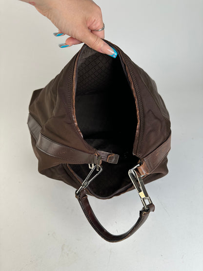 Vintage Gucci Fabric Shoulder Bag Brown