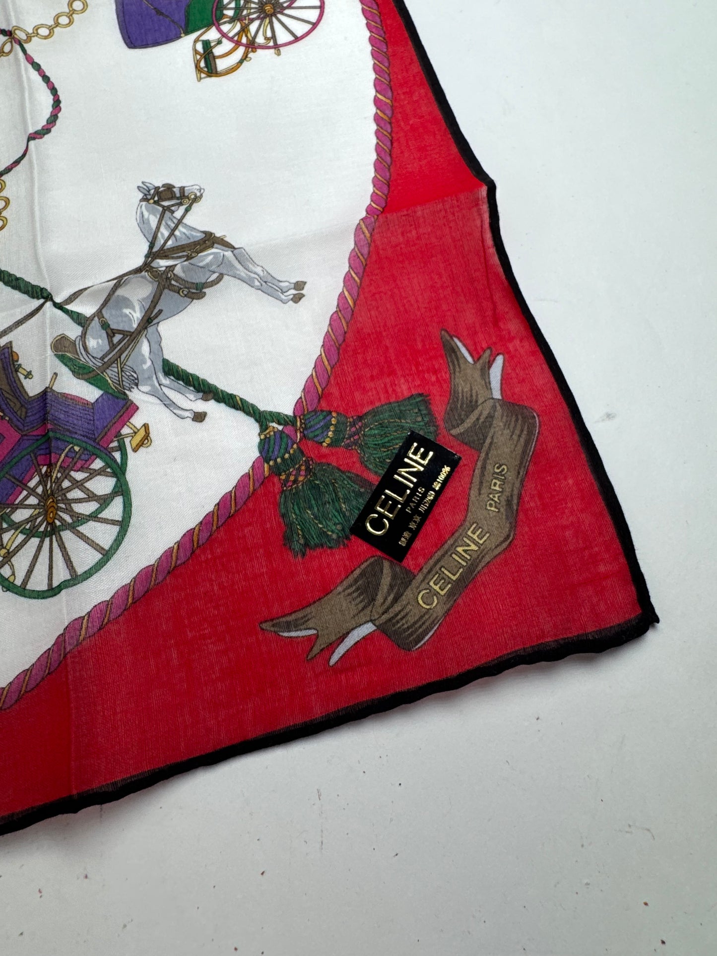Vintage Celine Scarf red black white