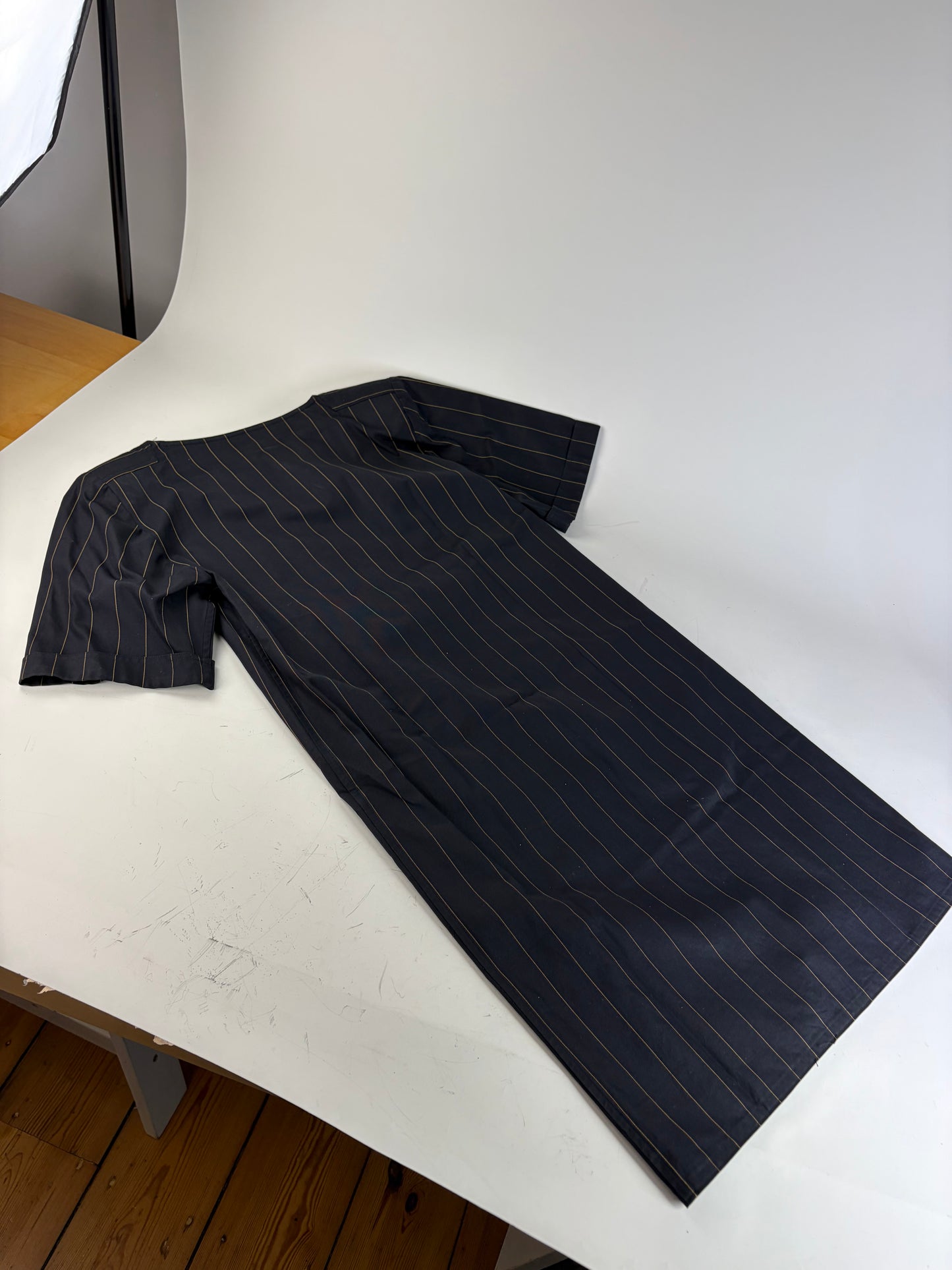 Vintage Fendi Striped Cotton Dress Black Brown M