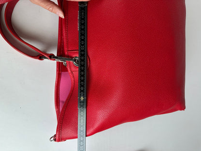 Vintage Emporio Armani Textured Leather Tote c. Mid-2010s Red