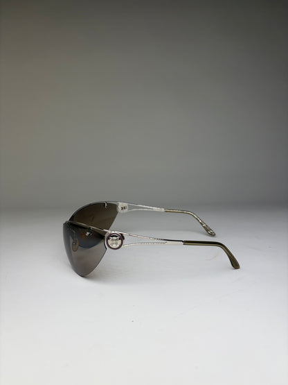 Vintage Celine Shield Sunglasses Brown Silver