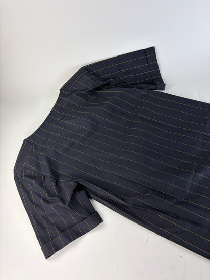 Vintage Fendi Striped Cotton Dress Black Brown M