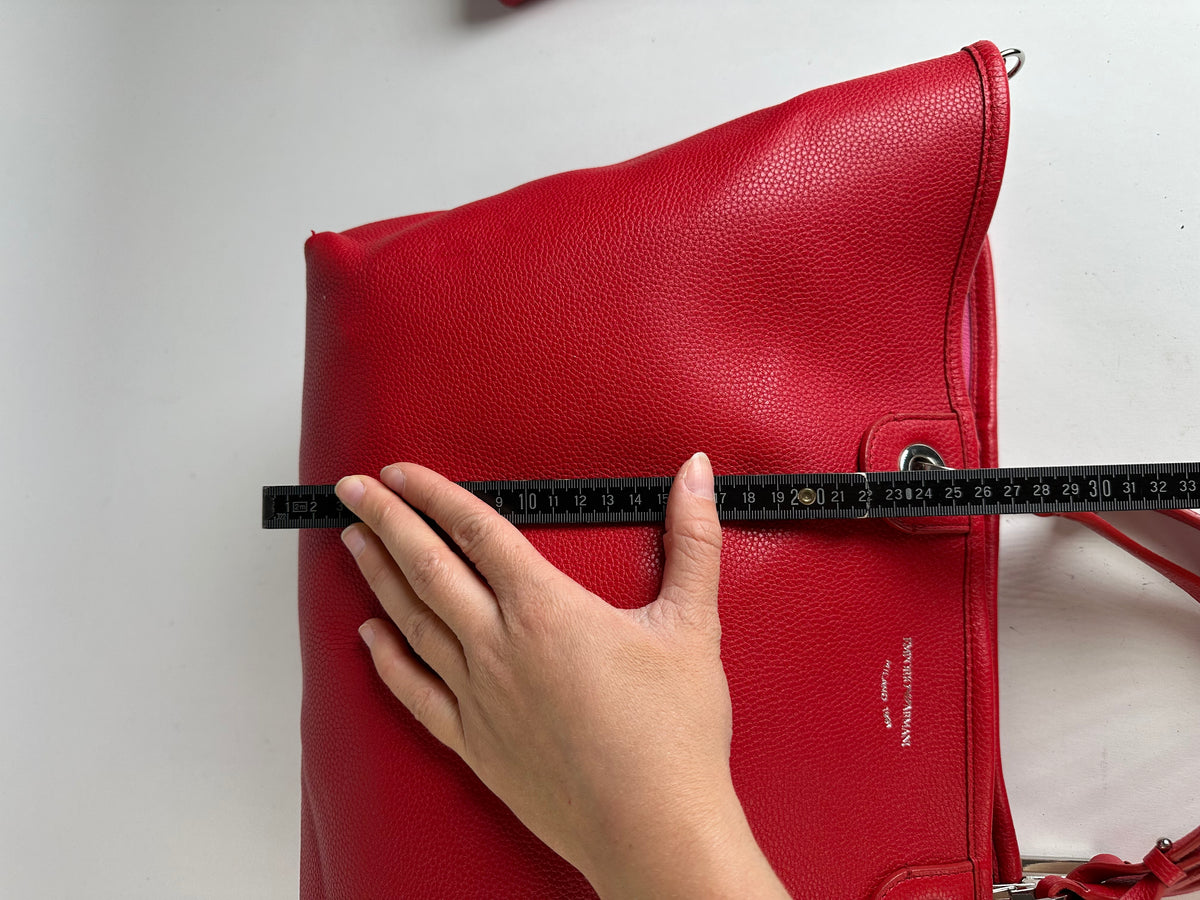 Vintage Emporio Armani Textured Leather Tote c. Mid-2010s Red