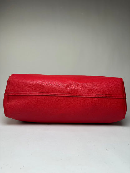 Vintage Emporio Armani Textured Leather Tote c. Mid-2010s Red