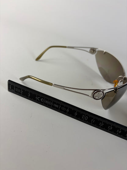 Vintage Celine Shield Sunglasses Brown Silver