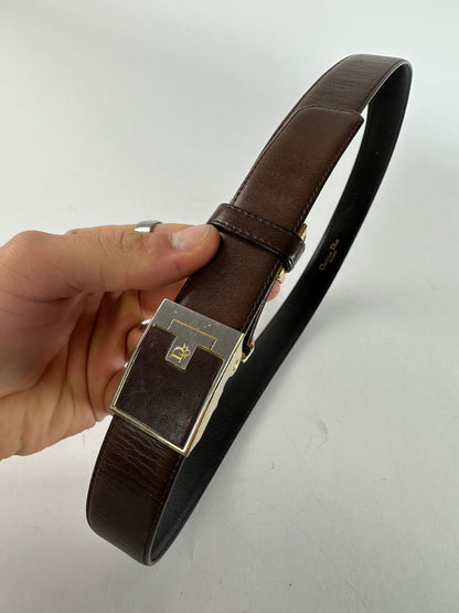 Vintage Dior Snake Emblossed Leather Belt Brown