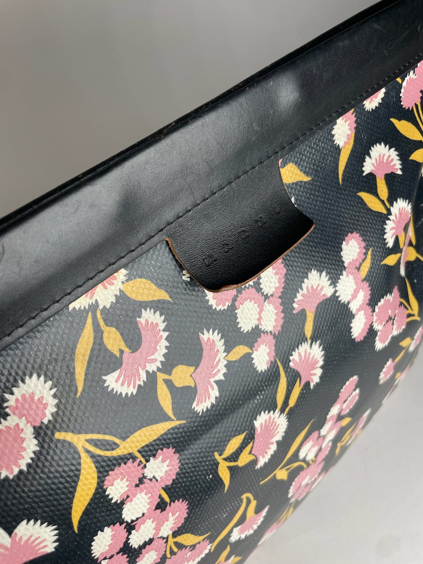 Vintage Marni Floral Leather Clutch Black Pink Green